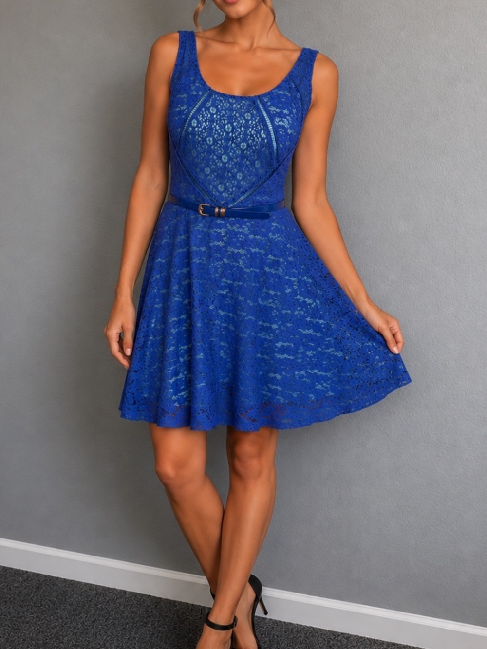 New with Tags Candie's Royal Blue/Mint Green lace Asymmetrical dress Size Small